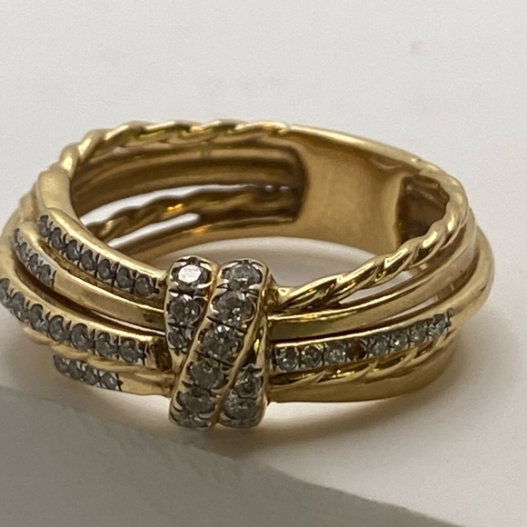 David yurman ring Angelika Linear Ring with Diamonds and Gold - Picture 3 of 17